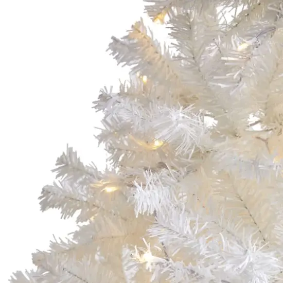 7.5ft. Pre-Lit White Artificial Christmas Tree, Clear LED Lights {4}