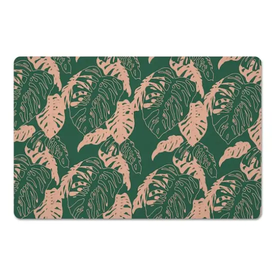 Painted Monstera Leaves Floor Mat {1}