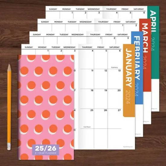 TF Publishing 2025-2026 Small Pink Orange Crush Monthly Pocket Planner {4}