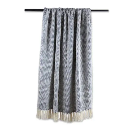 DII&reg; Handloom Chevron Throw French Blue {7}