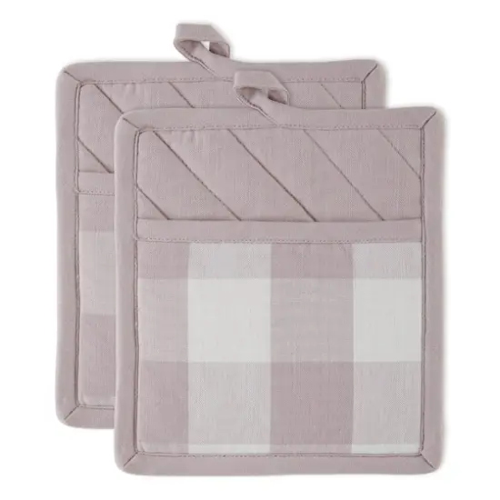 DII&reg; Buffalo Check Potholders, 2ct. Dusty Lilac {1}