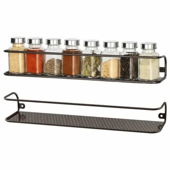 NEX&trade; Large and Wide Brown Wall-Mounted Spice Storage Rack, 2ct. {5}