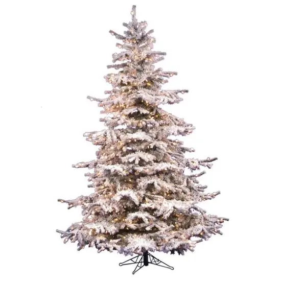 6.5ft. Pre-Lit Flocked Sierra Fir Artificial Christmas Tree, Clear Lights {1}