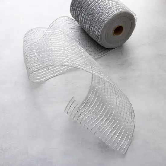 5.5" x 45ft. Mesh Wide Ribbon by Celebrate It&reg; Silver {3}