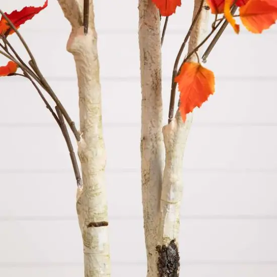 8ft. Potted Artificial Autumn Birch Tree {7}