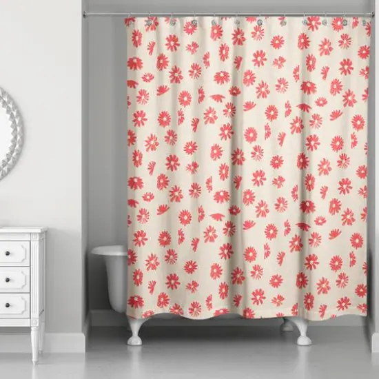 Painted Orange Flowers 71" x 74" Shower Curtain {3}