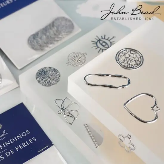 John Bead 25mm Silver Sideview Flower Beadwork Pendants, 5ct. {3}