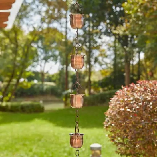 Glitzhome&reg; 8.5ft. Copper Cup Shaped Rain Chain {5}
