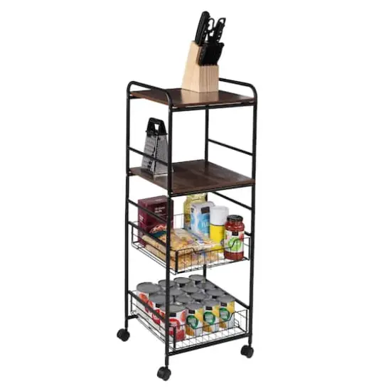 Honey Can Do Black 4-Tier Rolling Cart {3}