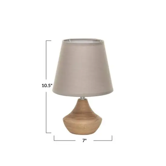 Hello Honey&reg; 10.5" Natural Eucalyptus Wood Table Lamp with Linen Shade {4}