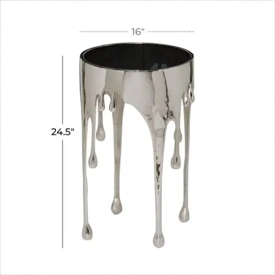 24" Silver Contemporary Aluminum Accent Table {6}