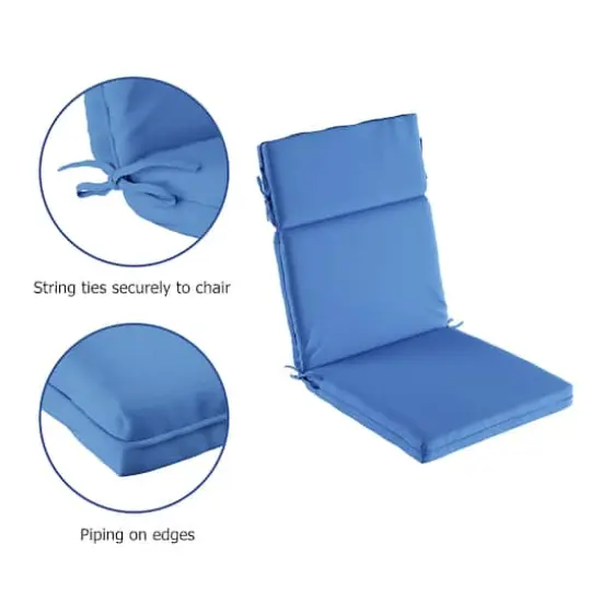 Hastings Home Blue High Back Patio Chair Cushion {5}