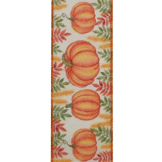 Reliant 2.5" x 10yd. Faux Linen Wired Pumpkin Patch Sparkle Ribbon {4}