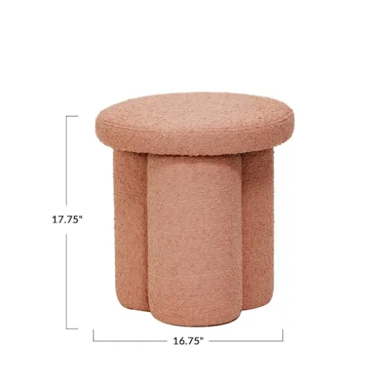 Hello Honey&reg; Round Pink Boucl&eacute; Fabric Upholstered Stool {5}