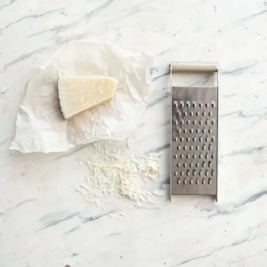 Hello Honey&reg; 9.75" Stainless Steel Grater with Taupe Enameled Mango Wood Handle {3}