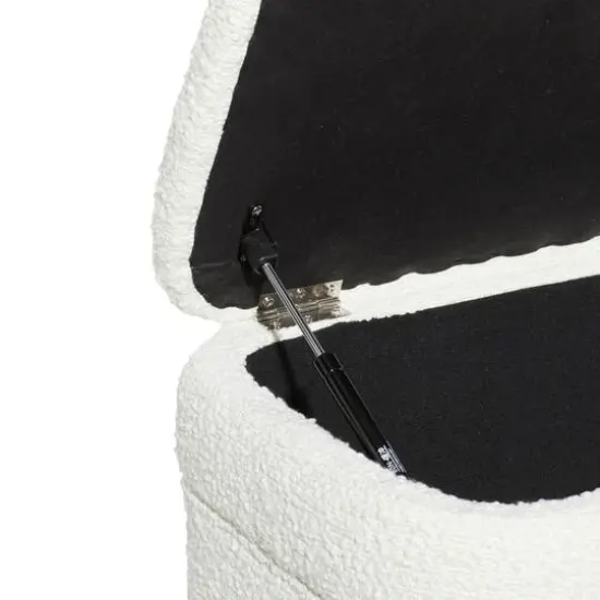 40" Contemporary Polyester & Wood Storage Bench White {7}