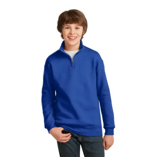 JERZEES&reg; NuBlend&reg; 1/4 Zip Cadet Collar Youth Sweatshirt Royal {4}