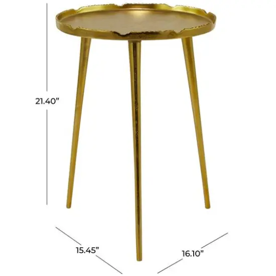 21" Aluminum Accent Table with Tray Top Gold {6}