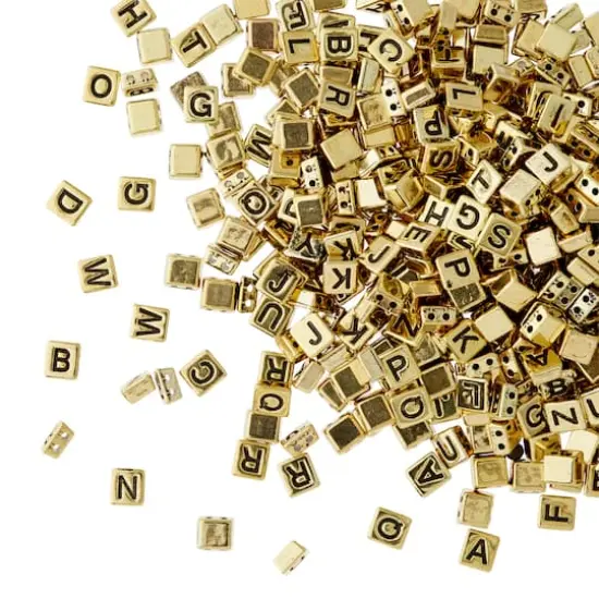 Gold Alphabet Plastic Craft Beads, 8mm by Bead Landing&trade; {1}