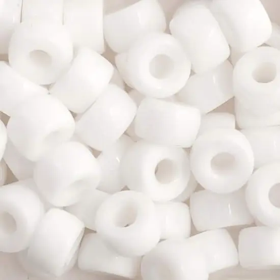 John Bead 9mm Opaque Glass Pony Beads, 100ct. White {1}