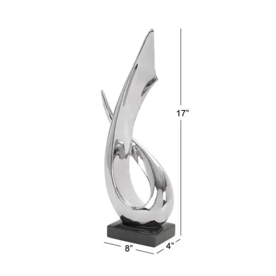 17" Silver Ceramic Abstract Loop Sculpture {6}