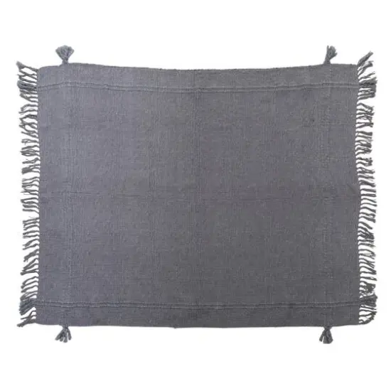 Hello Honey&reg; Woven Cotton Blend Throw Blanket with Fringe and Tassels, Charcoal {1}