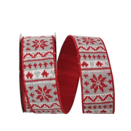 Reliant 2.5" x 10yd. Country Cozy Snowflake Knit Wired Ribbon {1}