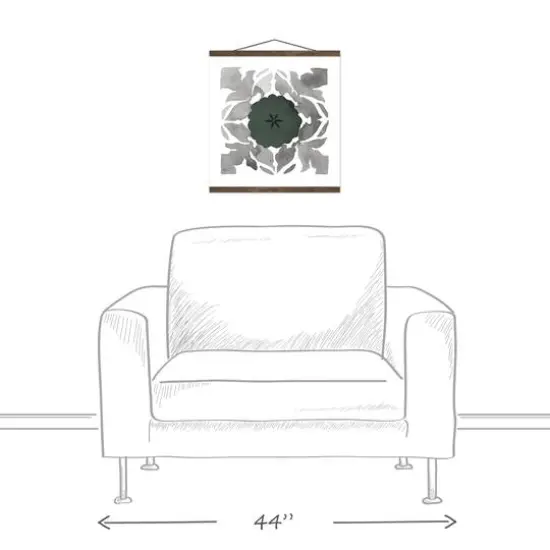 Gray & Green Medallion Teak Hanging Canvas {4}