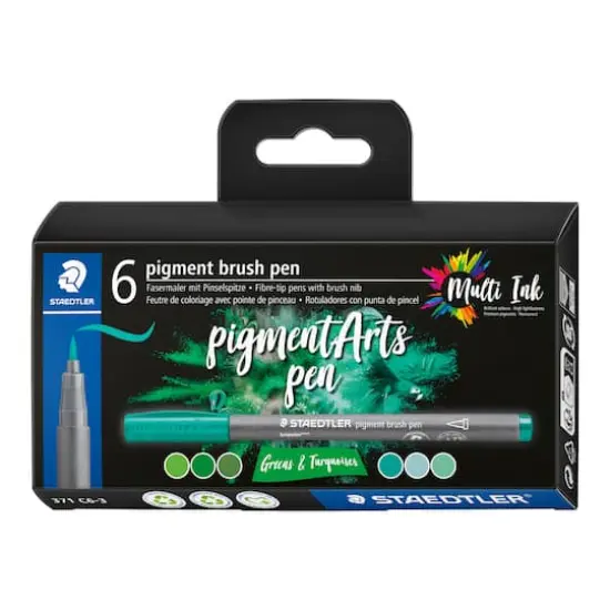 STAEDTLER&reg; Pigments Arts Brush Pen Set Greens and Turquoise {1}