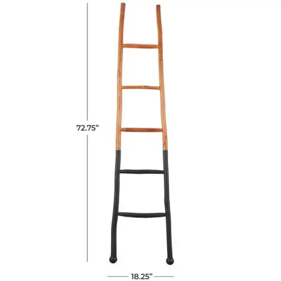 6ft. Handmade Slanted Wood Ladder Black and Brown {8}