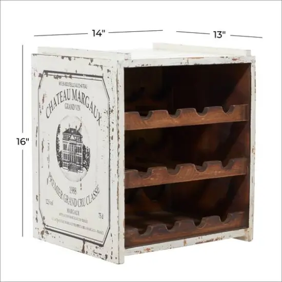 16" White Wood Farmhouse Wine Rack {7}