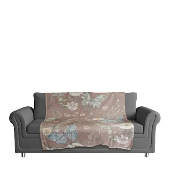 Butterflies Coral Fleece Blanket Maroon {4}