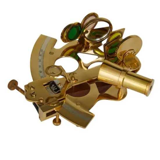 Gold Brass Sextant Compass with Decorative Box Set {5}