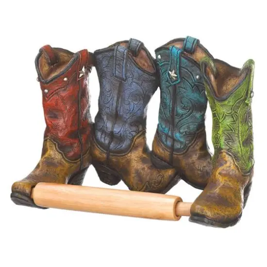 8.5" Cowboy Boots Toilet Paper Holder {1}