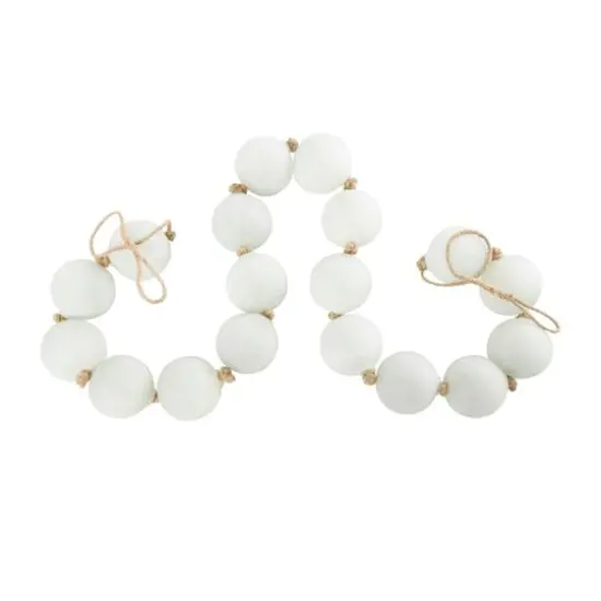 8ft. Extra Long Handmade Glass Beaded Garland with Tassels White {7}