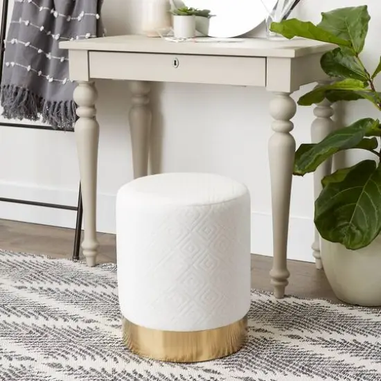 16.5" White Velvet Stool {6}