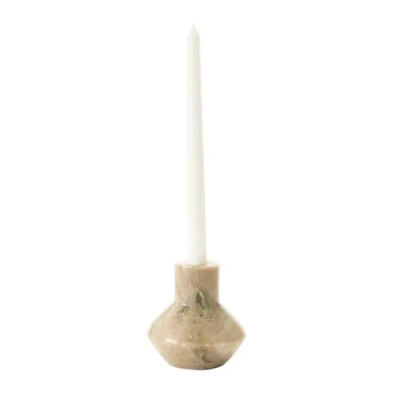 Hello Honey&reg; 4" Beige Marble Taper Holder {3}