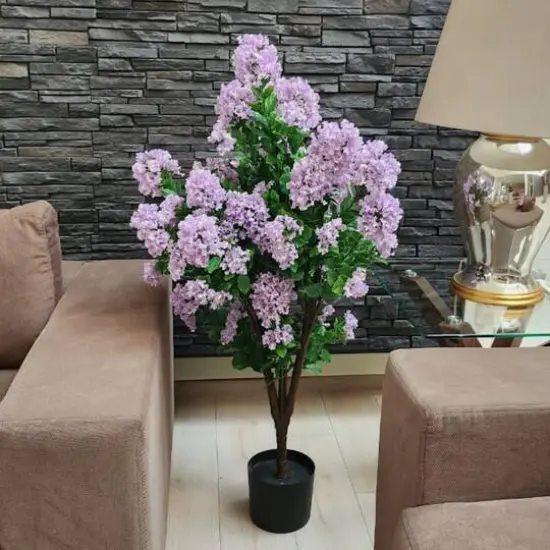 GreenSmart Dekor 4ft. Artificial Lilac Tree Plant in Black Pot  {5}