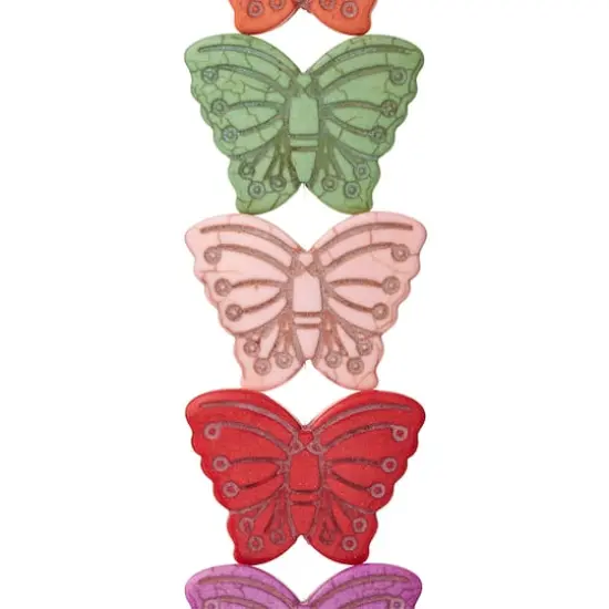Multicolor Howlite Butterfly Beads, 38mm by Bead Landing&trade; {1}