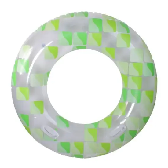 47" Green & Clear Geometric Inflatable Pool Inner Tube Ring {1}