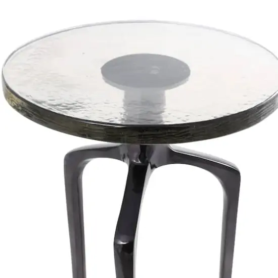22" Accent Table with Textured Glass Tabletop Black {4}
