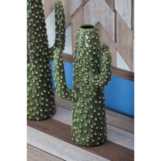 Green Ceramic Eclectic Vase, 12" x 5" x 6" {9}