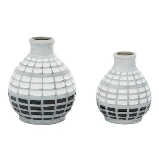 Gray Ceramic Coastal Vase Set {3}