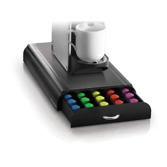 Mind Reader Black Coffee Station With Coffee Pod Storage Drawer {1}