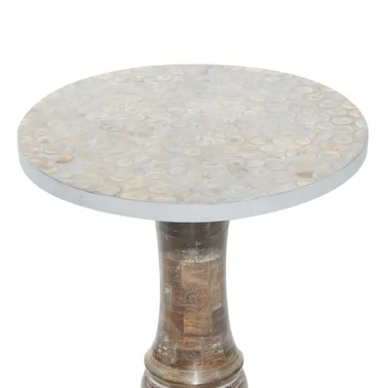 18" Gray Rustic Mango Wood Accent Table {6}
