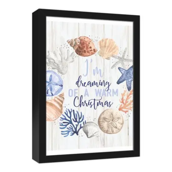 18" Dreaming of a Warm Christmas Black Framed Wall Canvas {3}