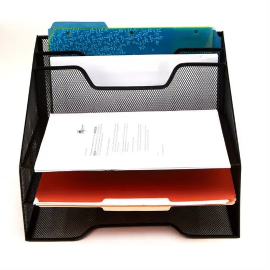 Mind Reader 2 Pack Black 3-Tiered Desk Organizer Tray {8}