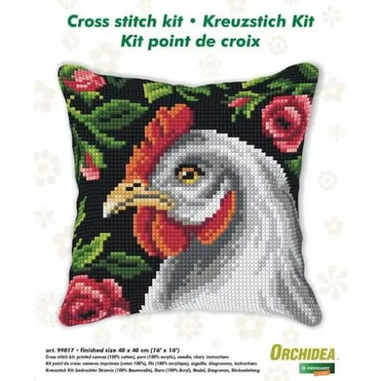 Orchidea Cushion Cross Stitch Kit Hen {3}