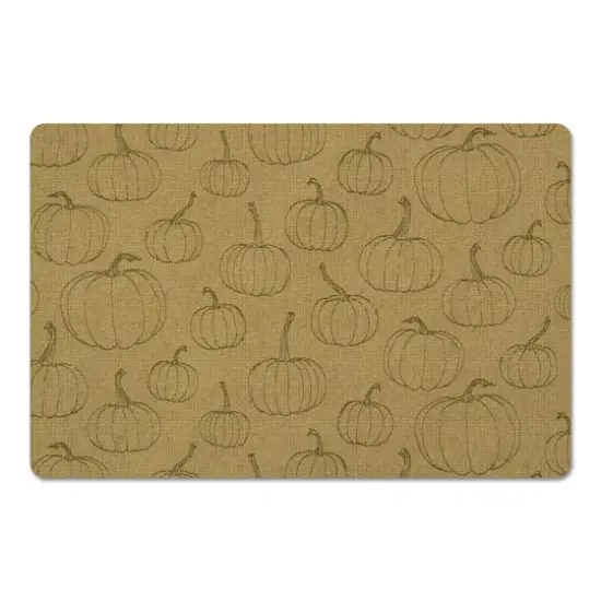 Mustard Yellow Pumpkin Pattern Floor Mat {1}