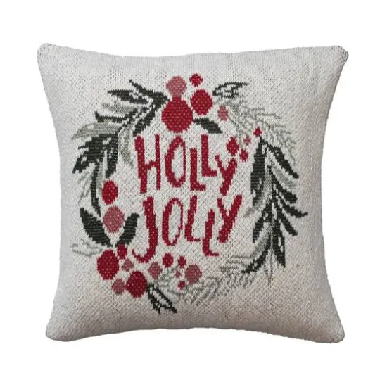 Hello Honey&reg; 20" Holly Jolly Wreath Two-Sided Cotton Knit Pillow {1}